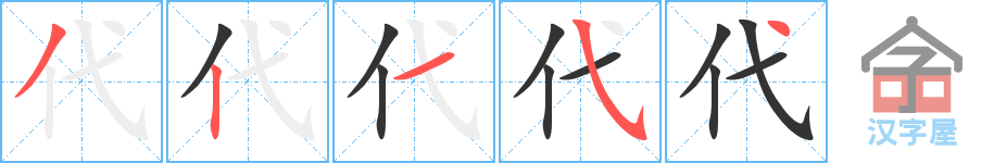 代 stroke order diagram