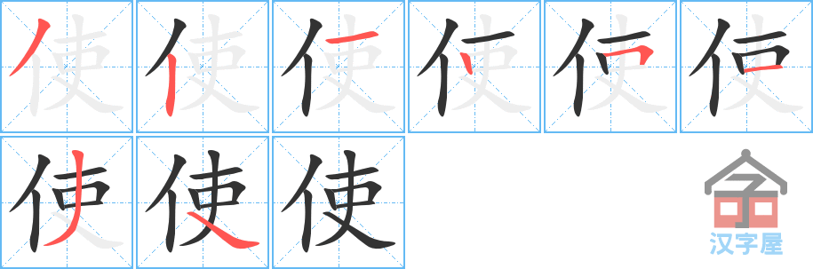 使 stroke order diagram