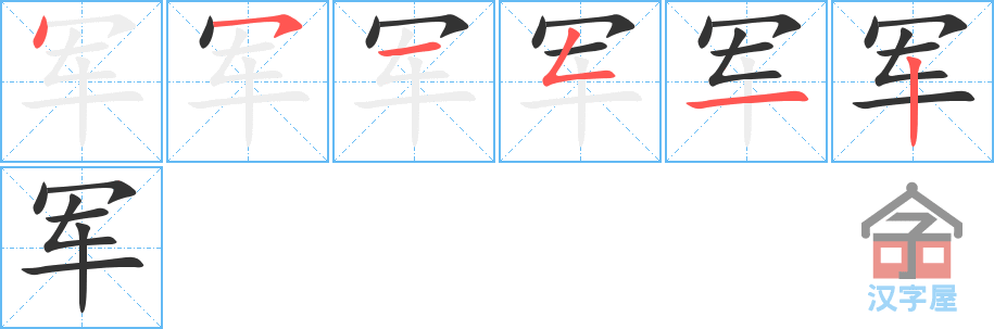 军 stroke order diagram