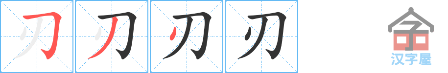 刃 stroke order diagram