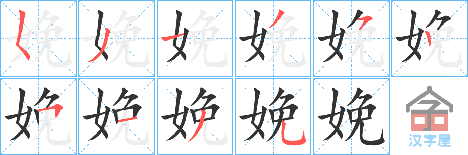 娩 stroke order diagram