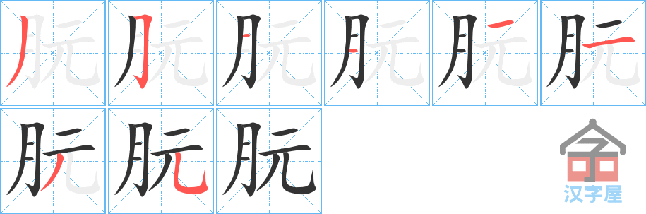 朊 stroke order diagram