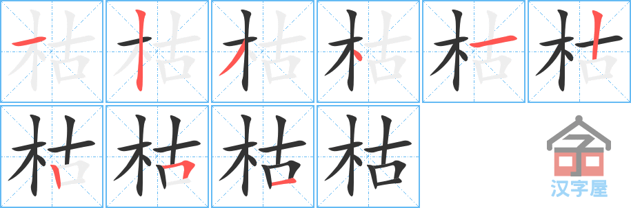 枯 stroke order diagram