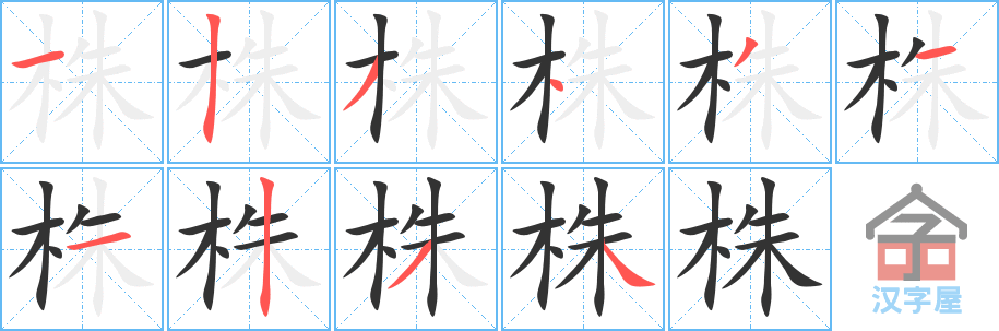 株 stroke order diagram