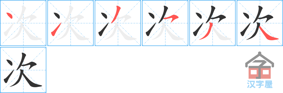 次 stroke order diagram