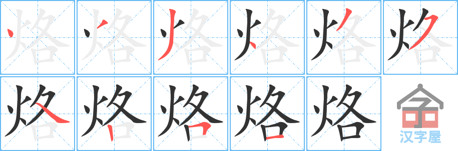 烙 stroke order diagram