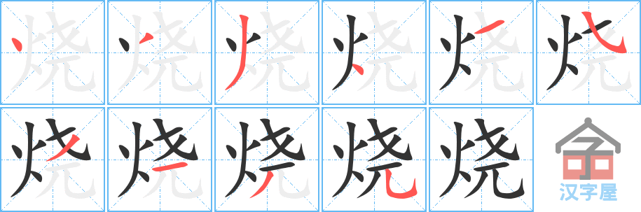 烧 stroke order diagram