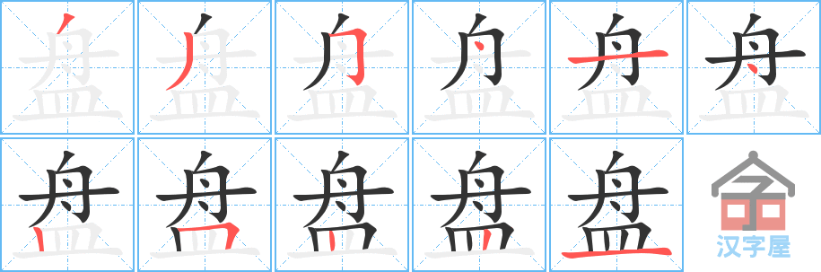 盘 stroke order diagram