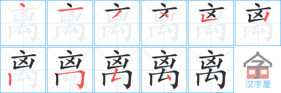 离 stroke order diagram