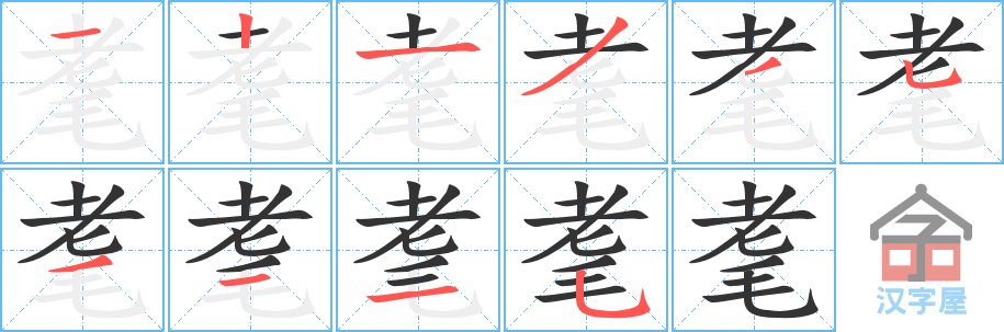 耄 stroke order diagram