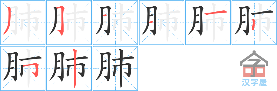 肺 stroke order diagram