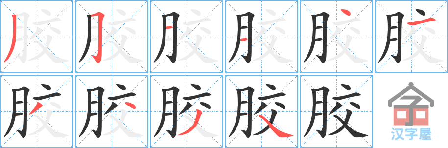 胶 stroke order diagram