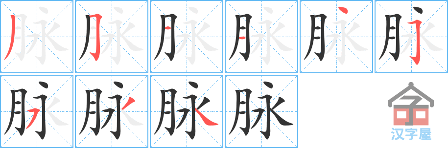 脉 stroke order diagram