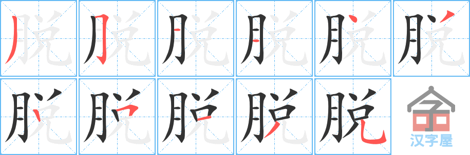 脱 stroke order diagram