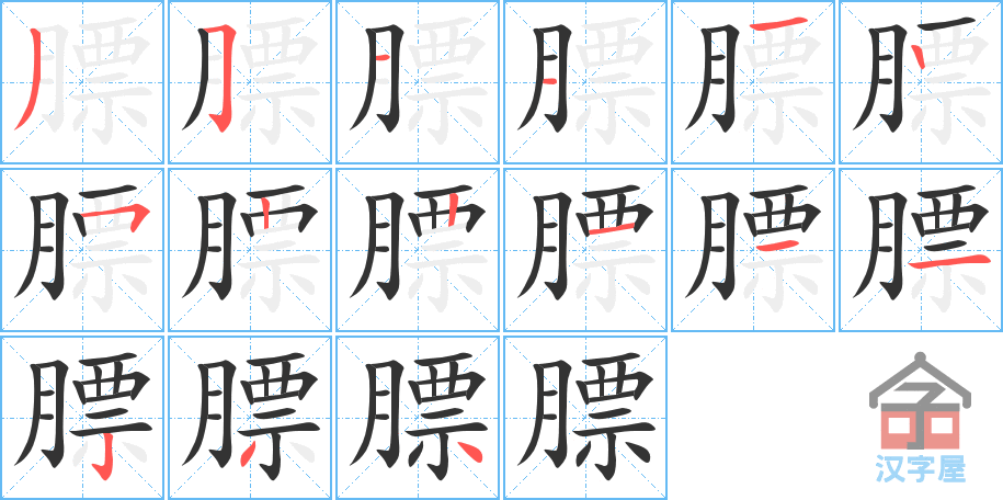 膘 stroke order diagram