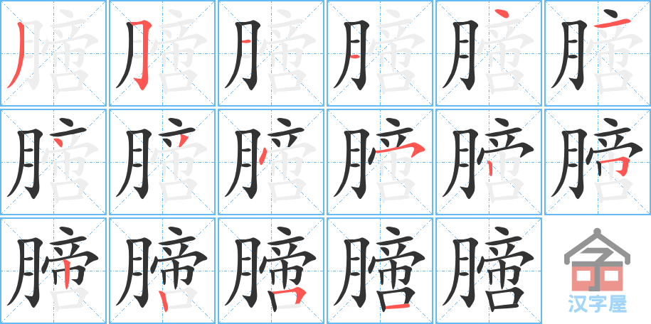 膪 stroke order diagram