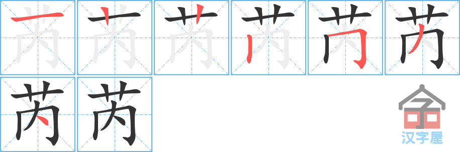 芮 stroke order diagram