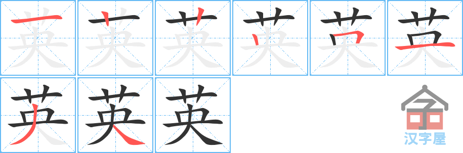 英 stroke order diagram