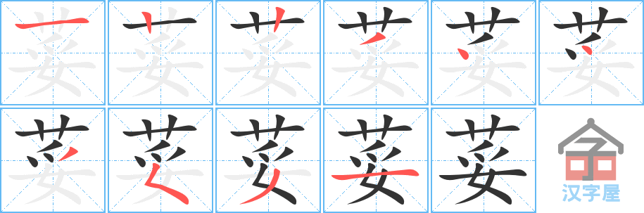 荽 stroke order diagram