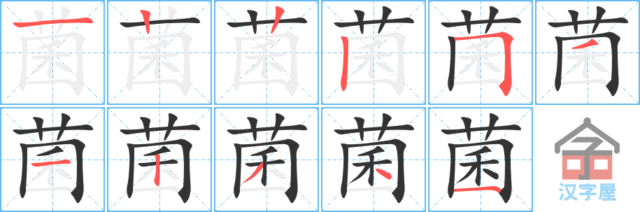 菌 stroke order diagram