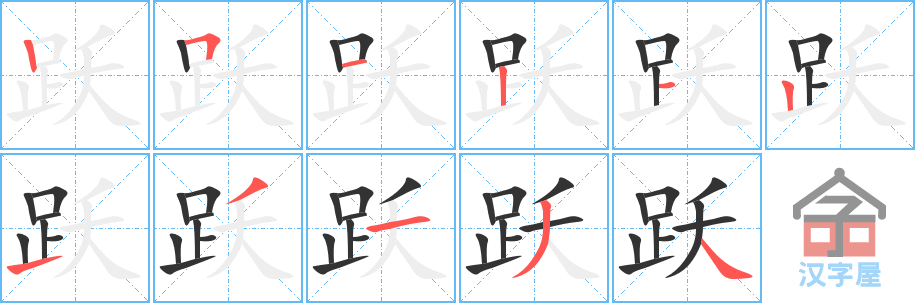 跃 stroke order diagram