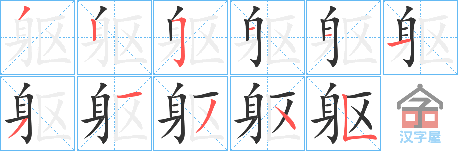 躯 stroke order diagram