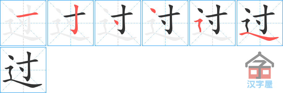 过 stroke order diagram