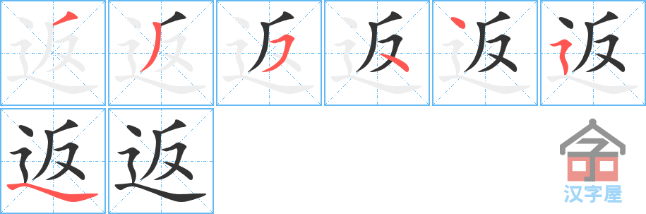 返 stroke order diagram