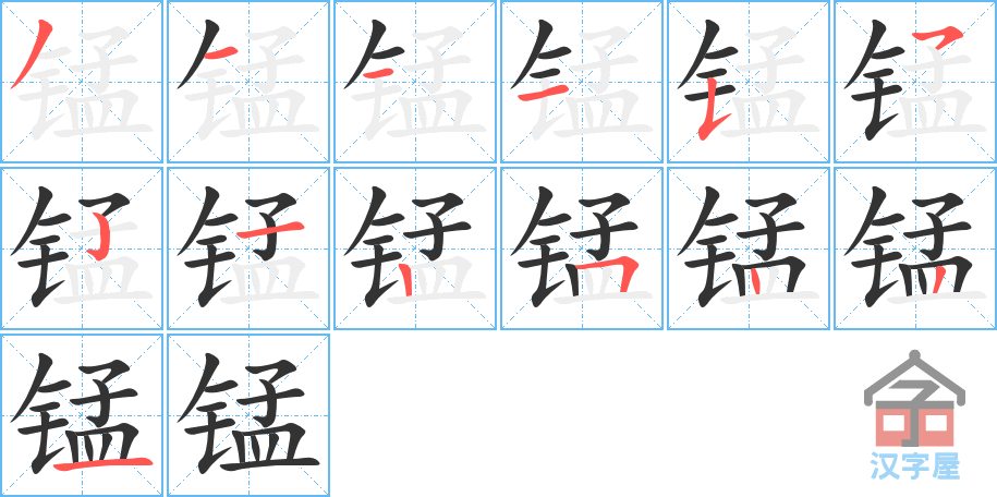 锰 stroke order diagram