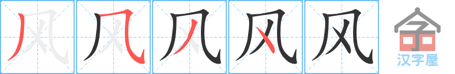 风 stroke order diagram