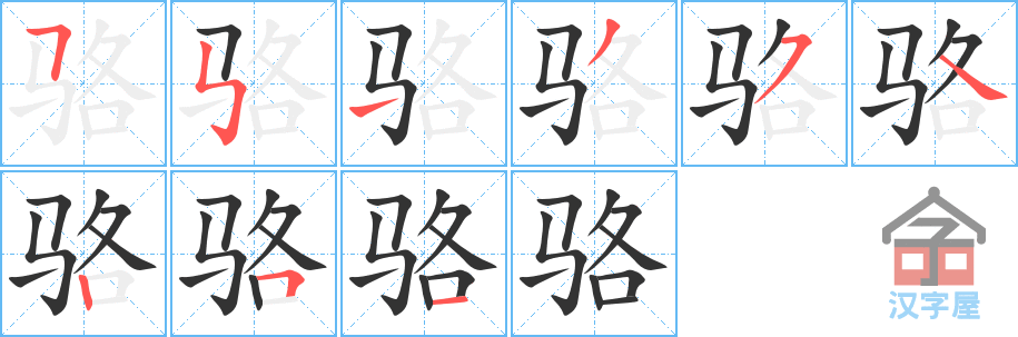 骆 stroke order diagram