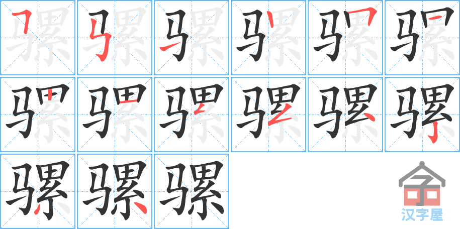 骡 stroke order diagram