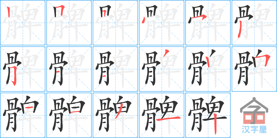 髀 stroke order diagram