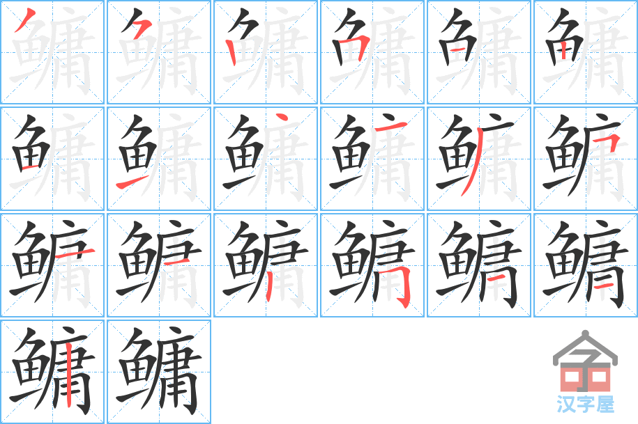 鳙 stroke order diagram