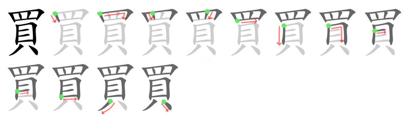 買 stroke order diagram