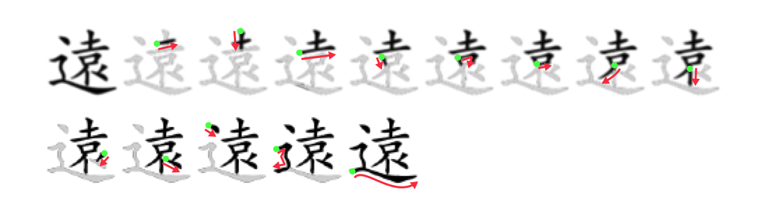 遠 stroke order diagram