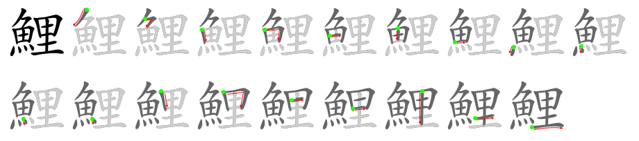 鯉 stroke order diagram